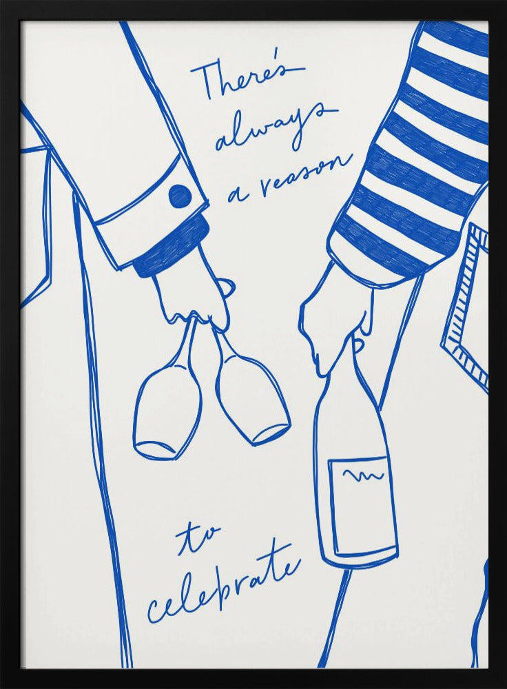Frau hält Weinflasche und Weinglas (Blau) - Wein Vin Femme Bleu | Poster