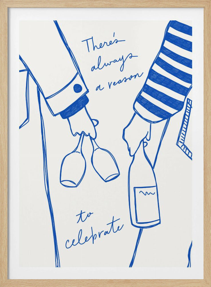 Frau hält Weinflasche und Weinglas (Blau) - Wein Vin Femme Bleu | Poster