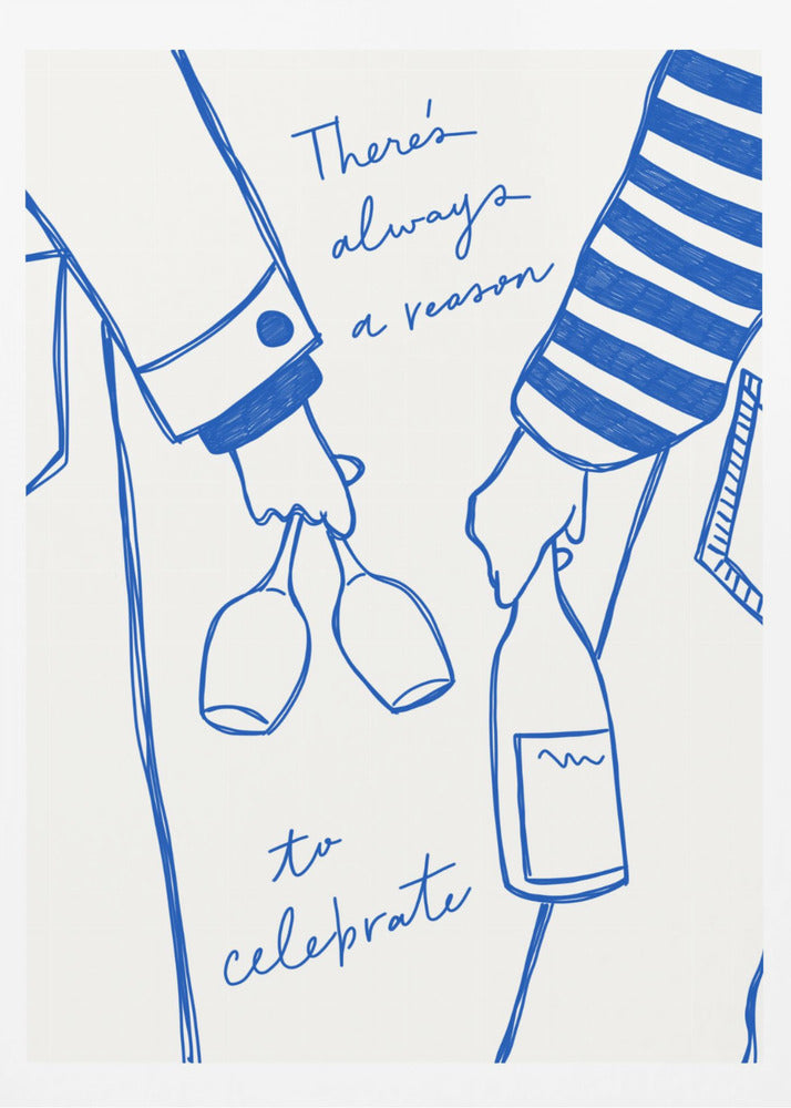 Frau hält Weinflasche und Weinglas (Blau) - Wein Vin Femme Bleu | Poster