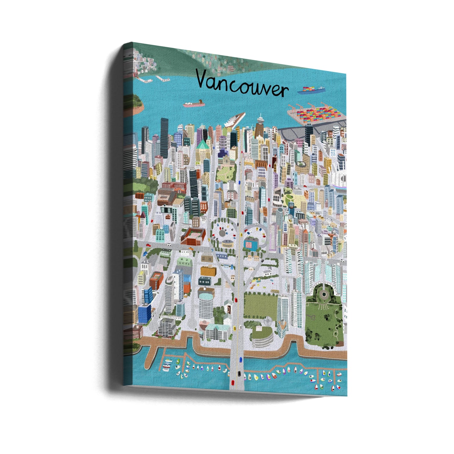 Vue sur la ville de Vancouver par l'artiste Carla Daly | Tableaux sur Toile