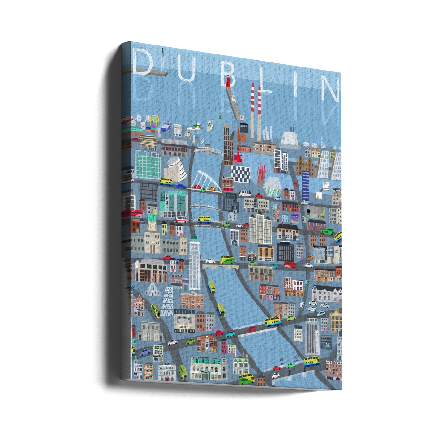 Illustrierte Ansicht der Stadt Dublin, Irland von der Künstlerin Carla Daly | Leinwand-Bilder