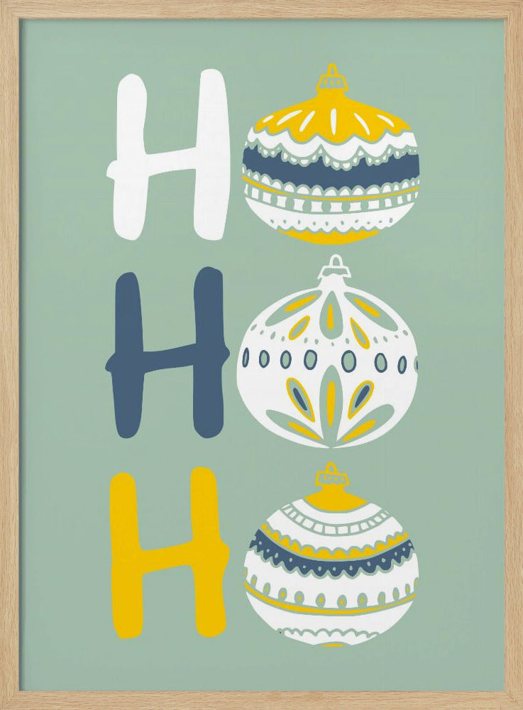 HoHoHo Glad liten julillustration mintgrön | Poster