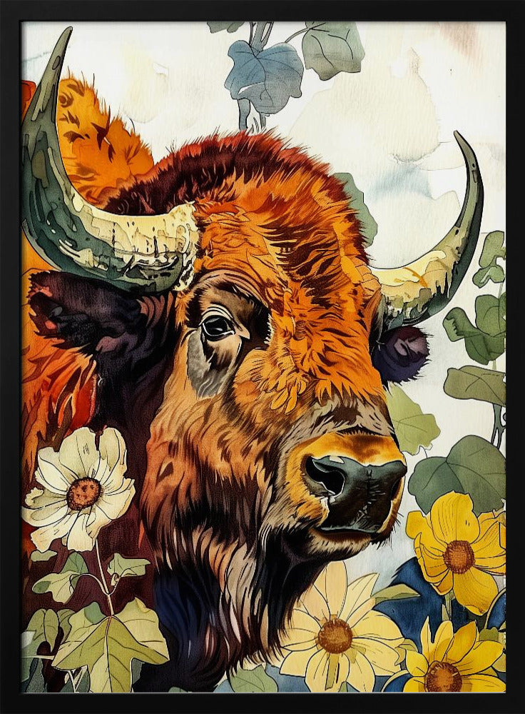 Buffalo watercolor animal art 2 | Poster
