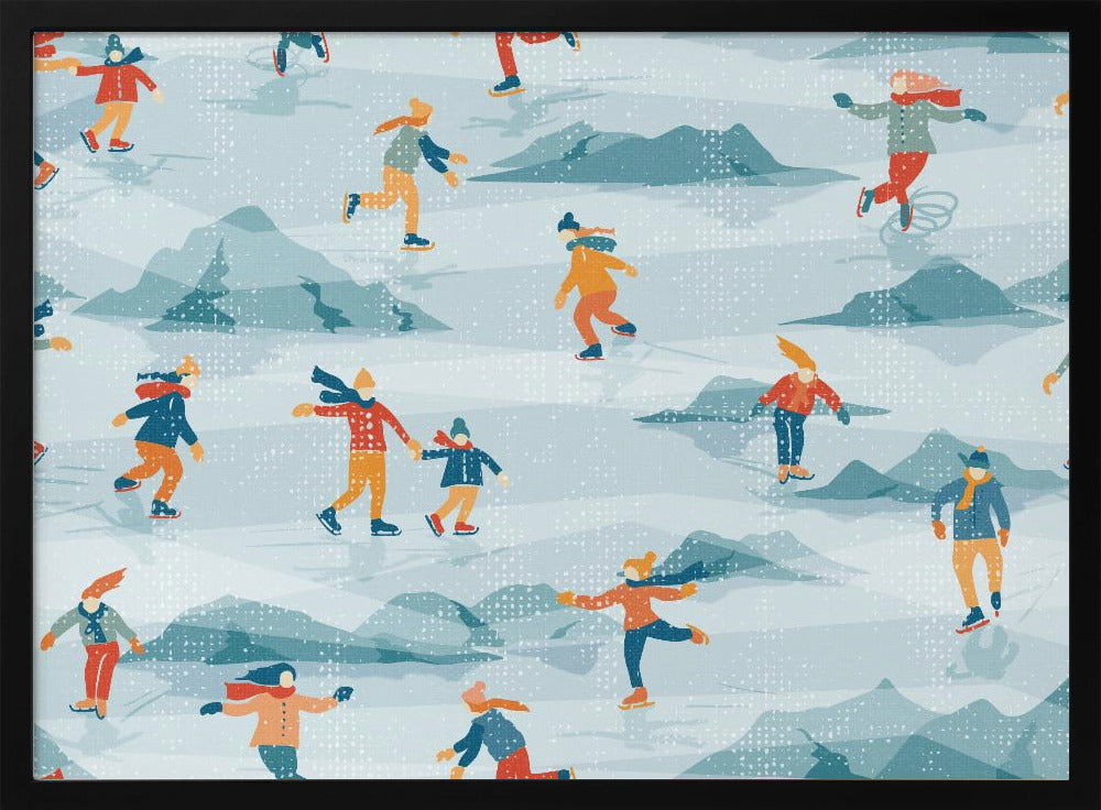 Sportliches Eiskunstlauf-Strukturmuster im Retro-Stil | Poster