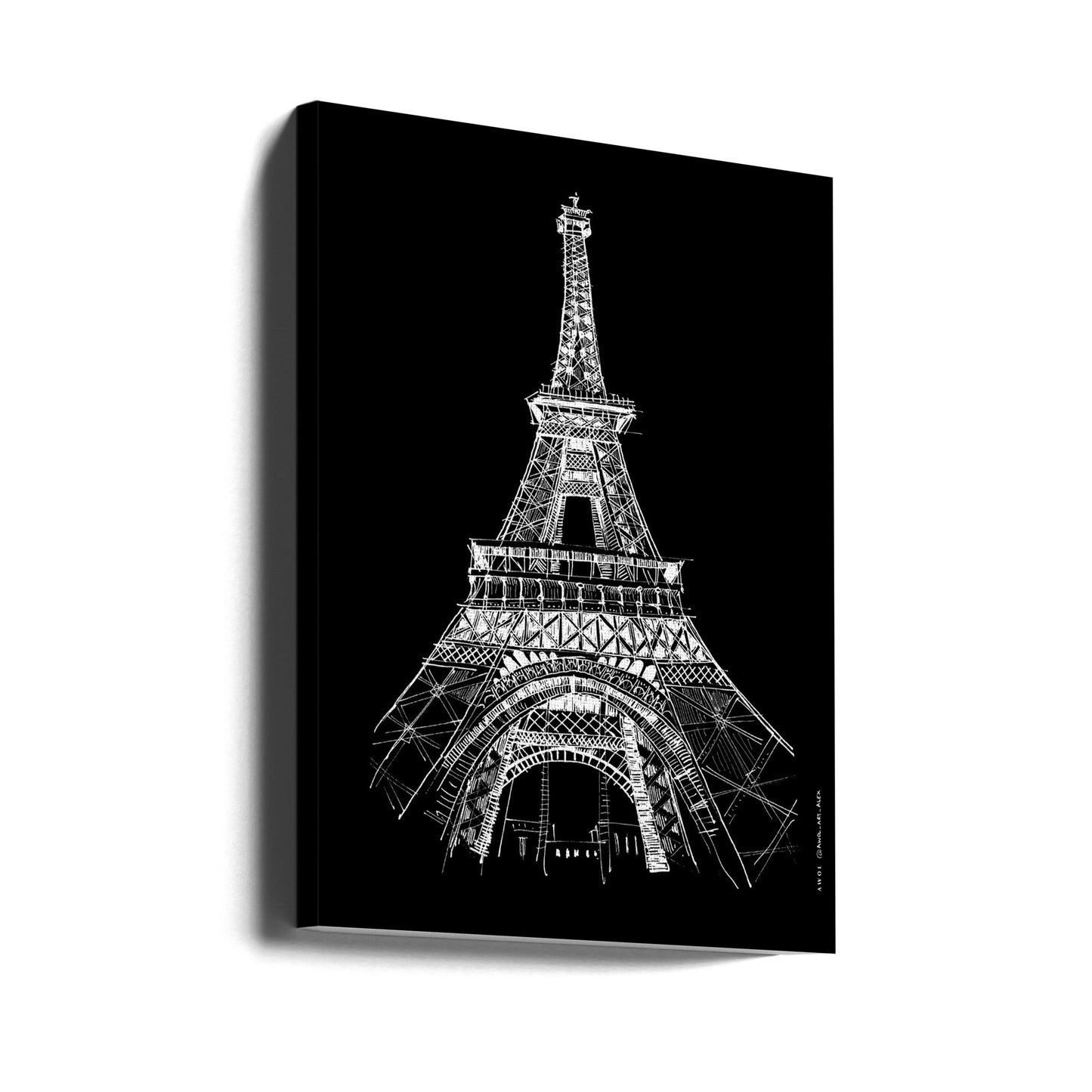Eiffel-tornin arkkitehtoninen piirustus, Pariisin kaupungin taidevedos | Canvastaulut
