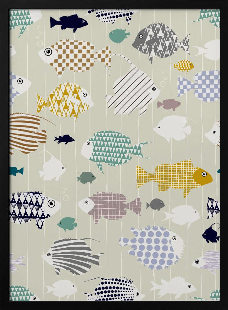 Fresh fish on warm grey pattern | Poster