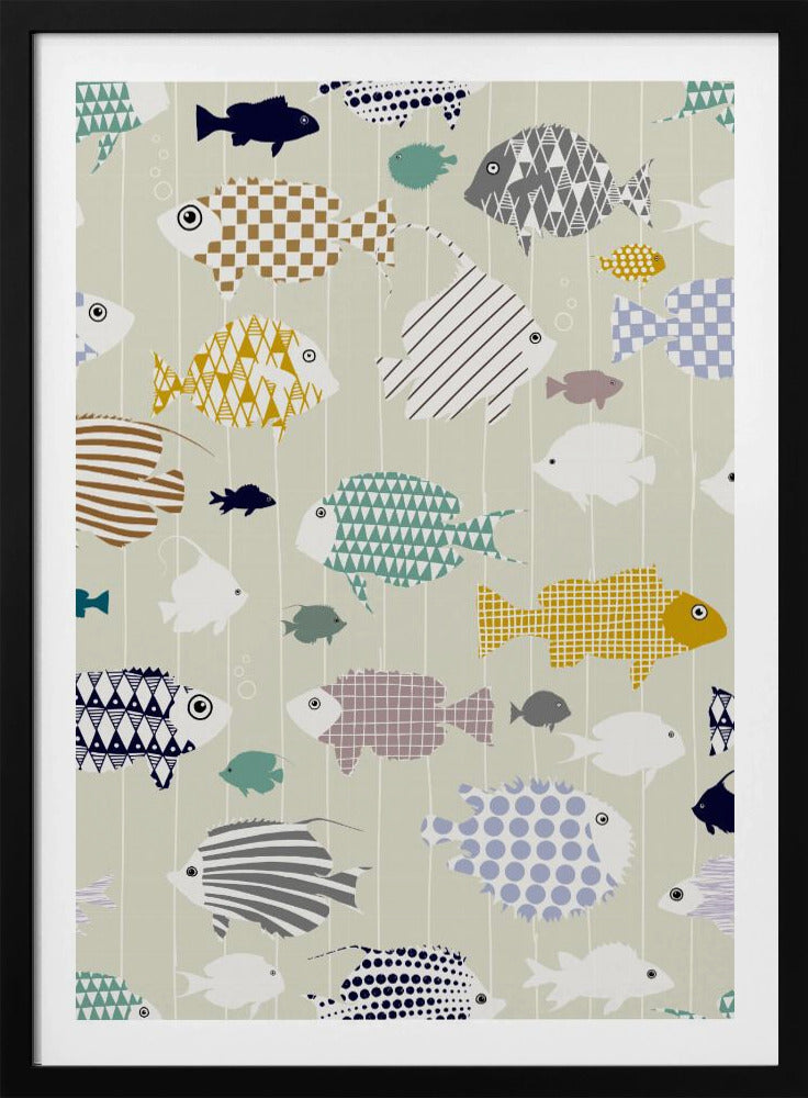 Fresh fish on warm grey pattern | Poster