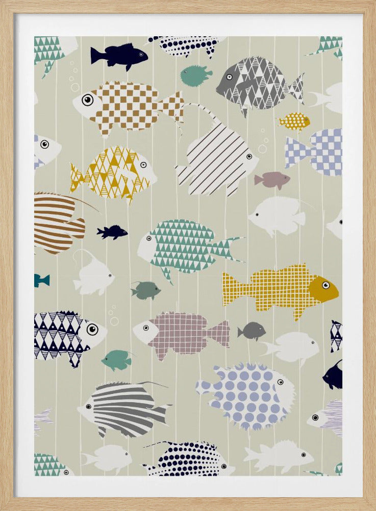 Fresh fish on warm grey pattern | Poster
