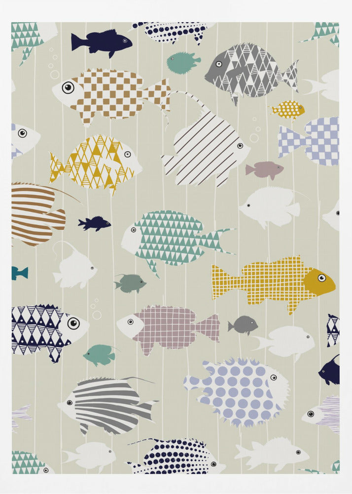Fresh fish on warm grey pattern | Poster