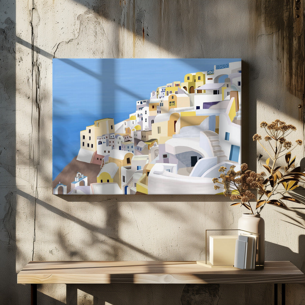 Santorini, Grecia Vista sulla scogliera dell'artista Carla Daly | Stampe su Tela