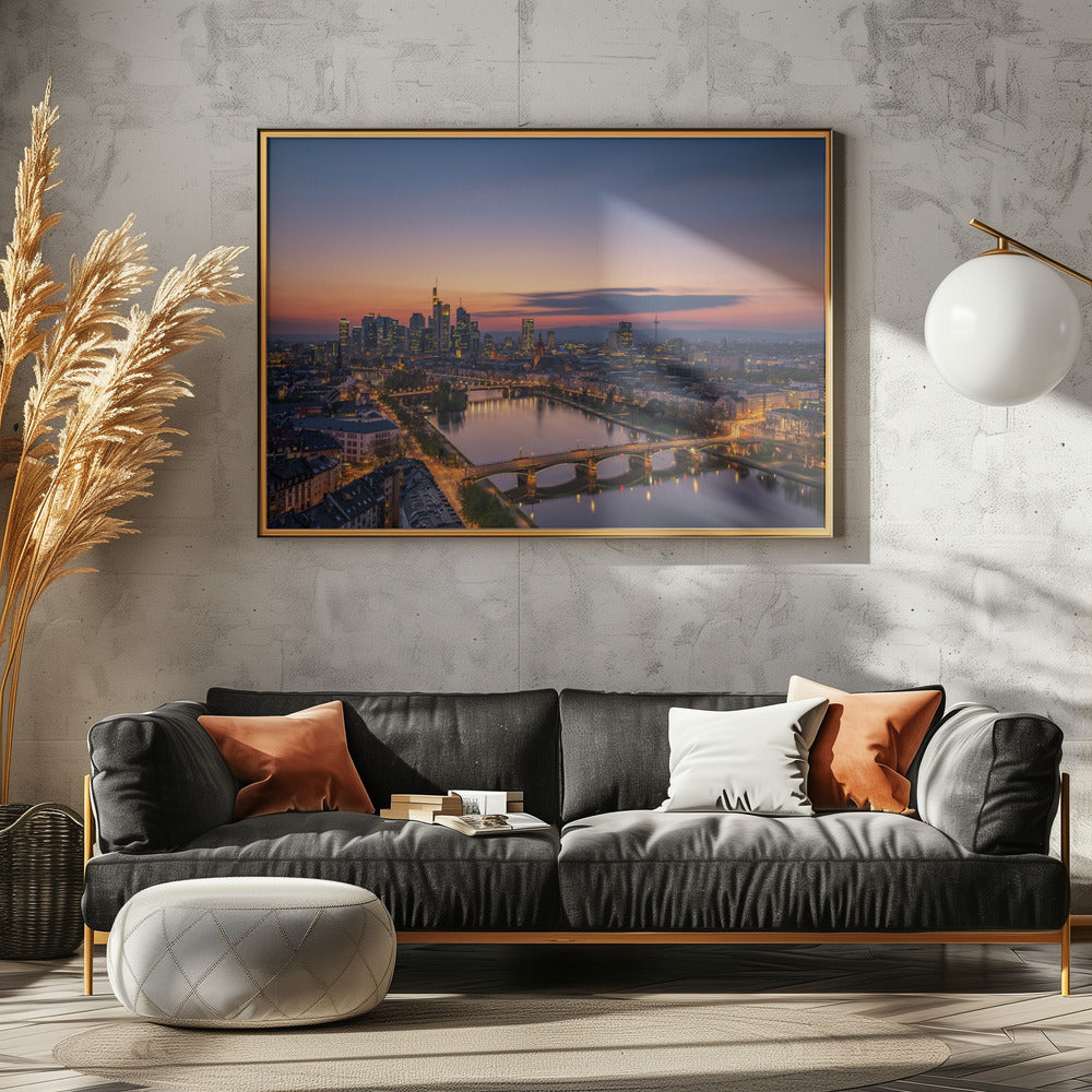 Frankfurtin horisontti auringonlaskun aikaan | Julisteet - Taidevedokset