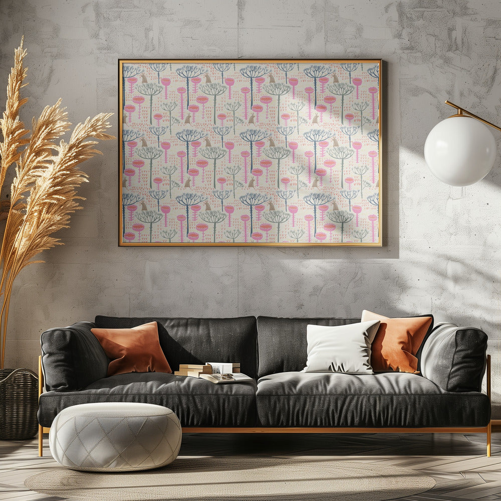 Block print scandinavian meadow | Poster
