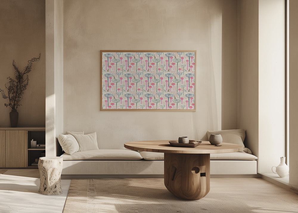 Block print scandinavian meadow | Poster