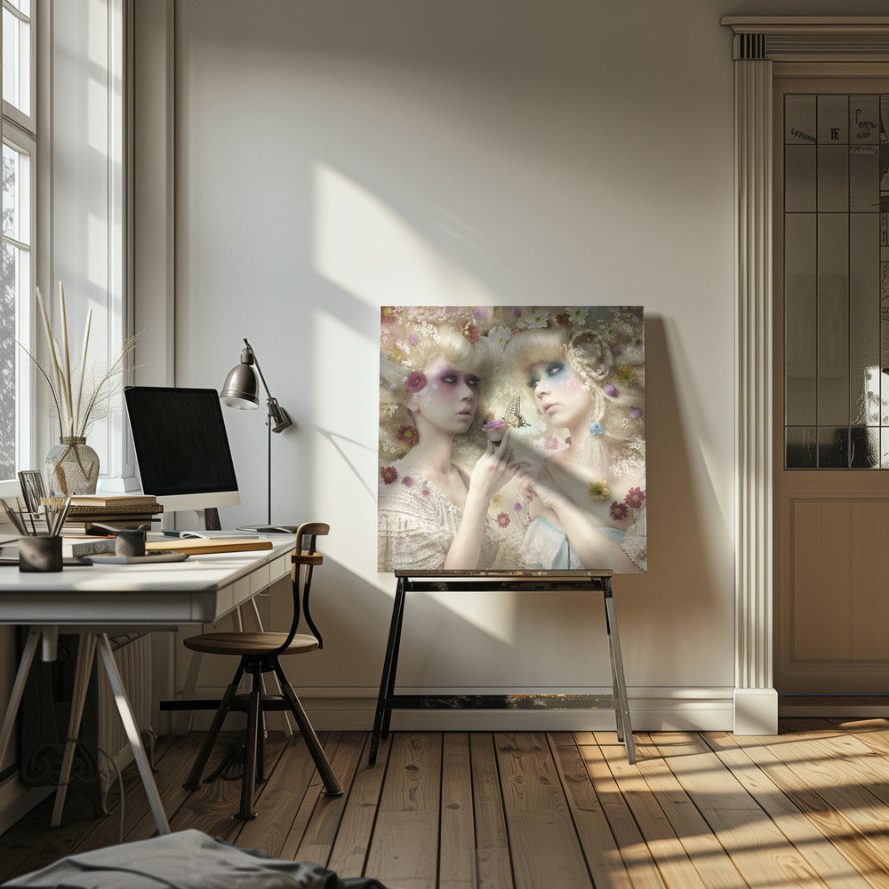 Flicka i blomsterträdgården | Canvas
