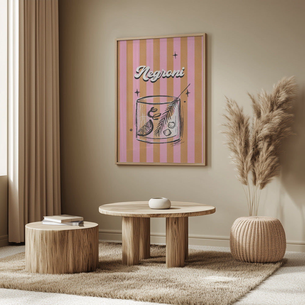 Negroni Drink auf Streifen | Poster
