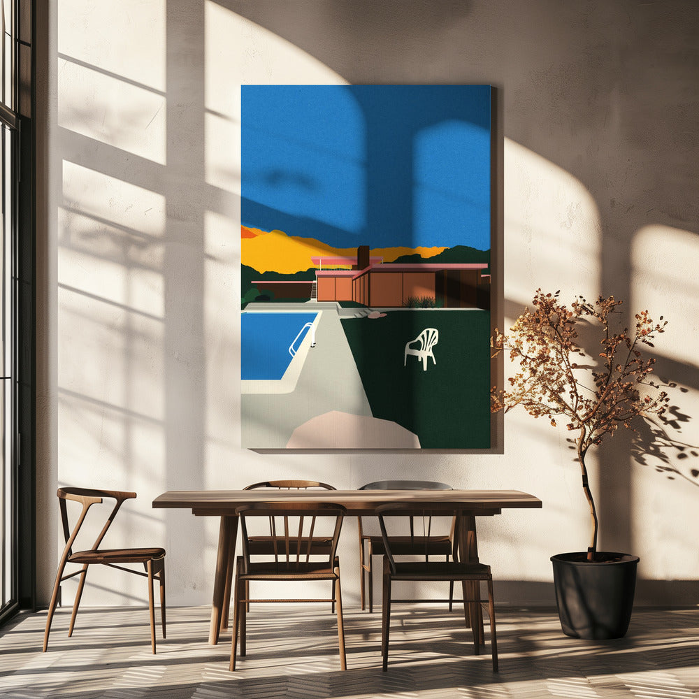 Kaufmann Desert House ved poolen | Lærredsbilleder