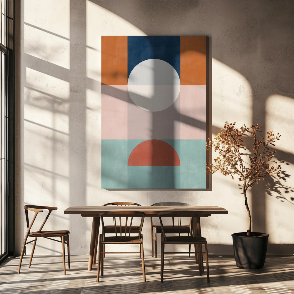 Abstraktes geometrisches Kunstwerk in Erdtönen | Leinwand-Bilder