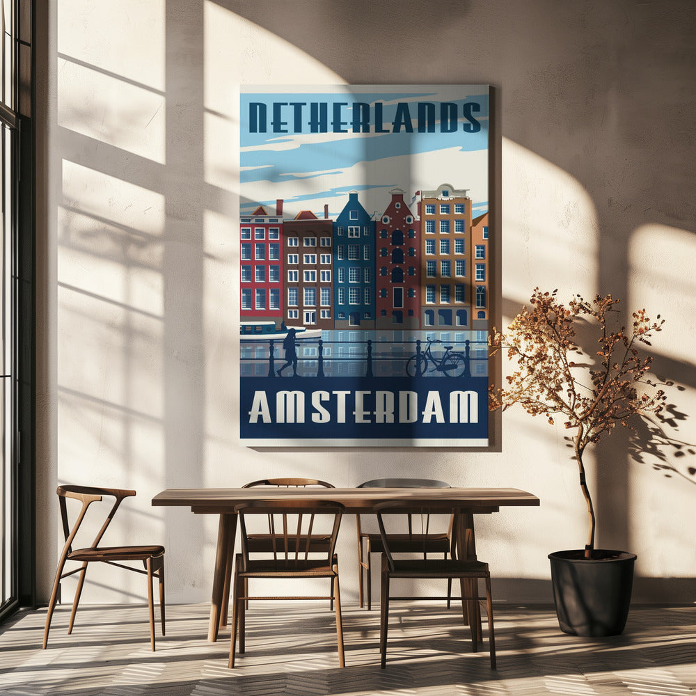 Amsterdam Travel Print | Wydruki na łótnie