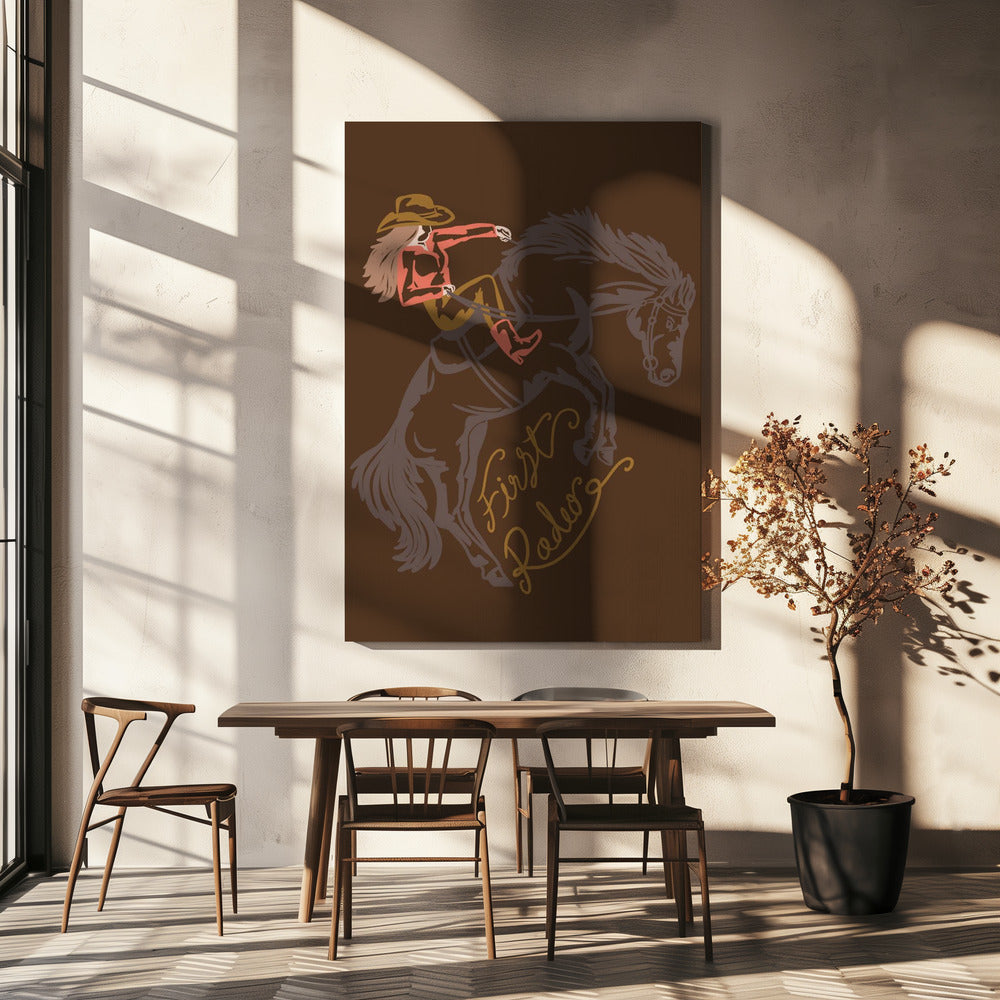 Cowgirl chevauchant un cheval cabré | Tableaux sur Toile