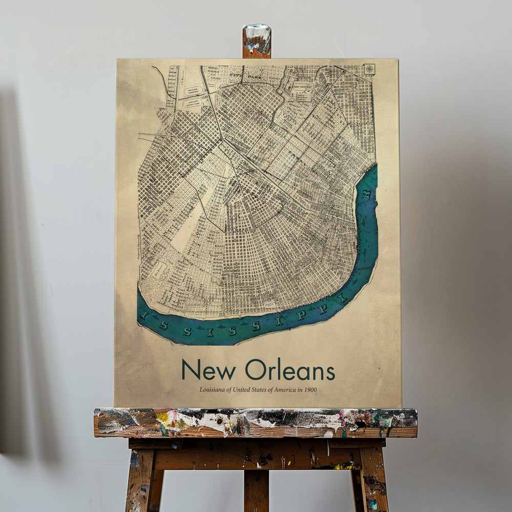 Kart over New Orleans | Lerretsbilder