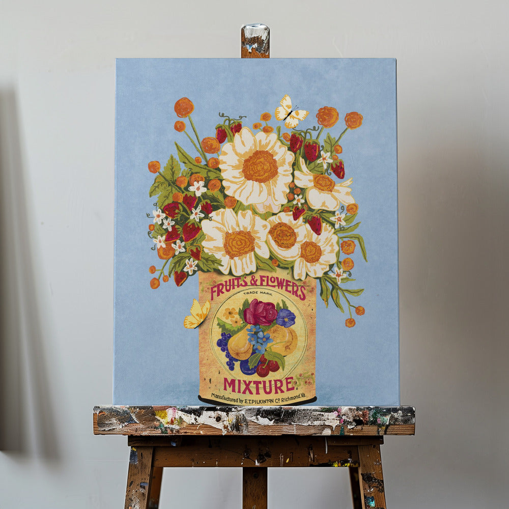 Blumen in einer Vintage-Teedose | Leinwand-Bilder