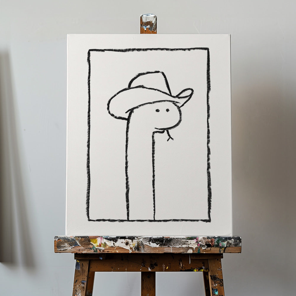 Squiggles the Snake In a Stetson | Canvas