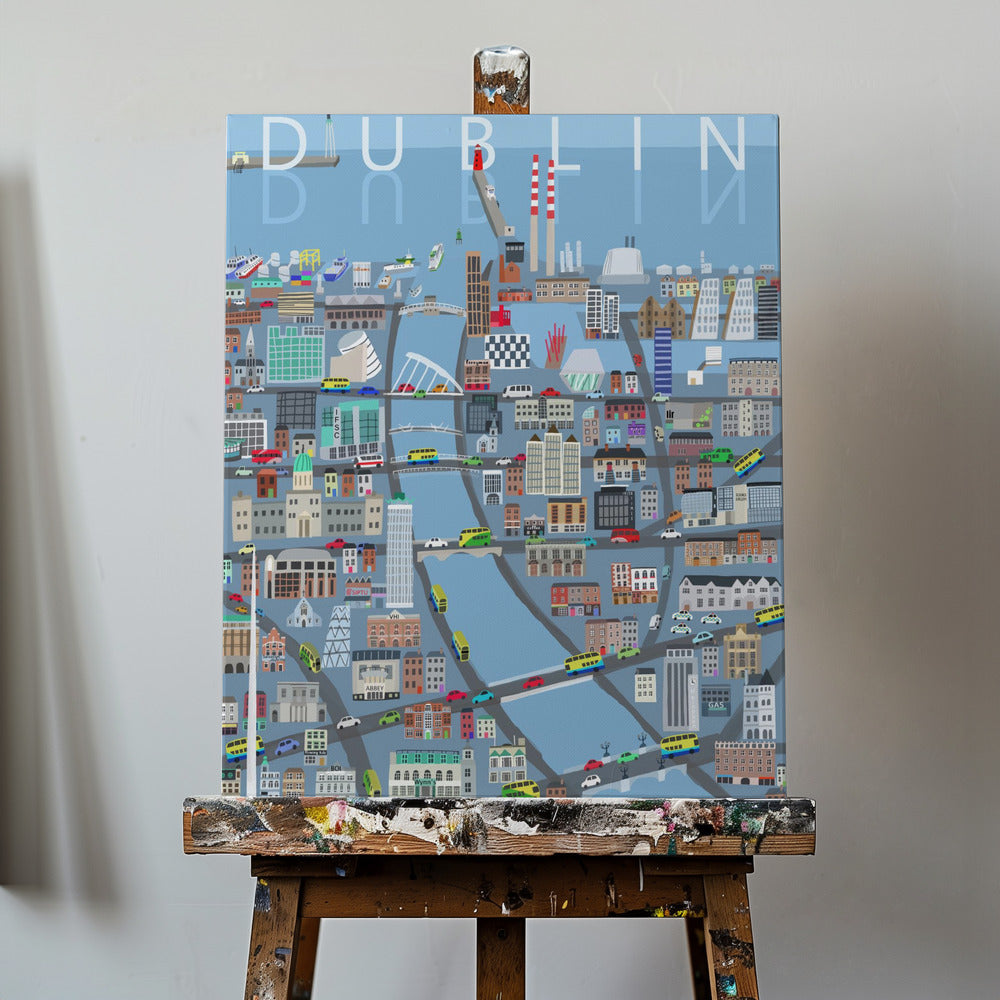 Illustrierte Ansicht der Stadt Dublin, Irland von der Künstlerin Carla Daly | Leinwand-Bilder