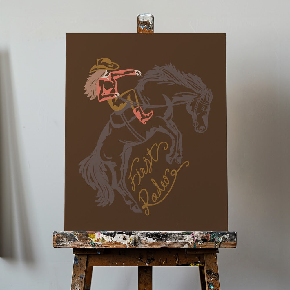 Cowgirl chevauchant un cheval cabré | Tableaux sur Toile