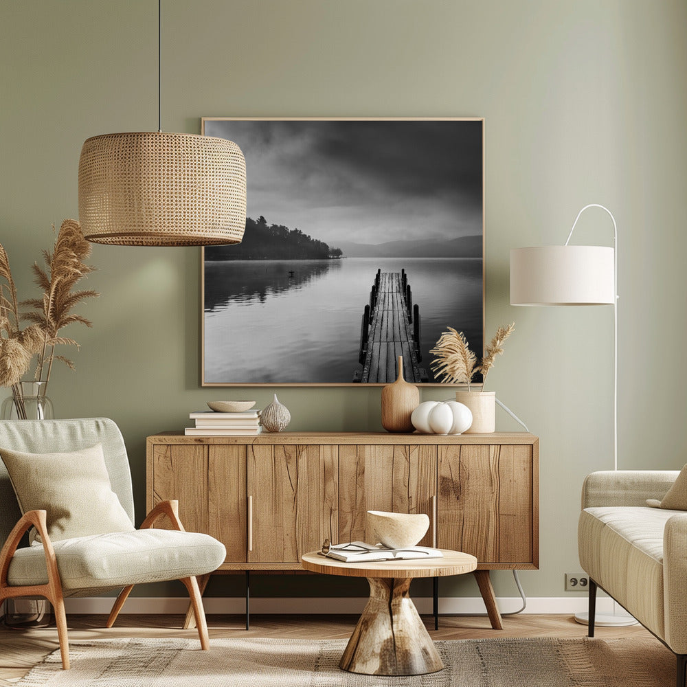 Vista lago con Pier II | Stampe su Tela