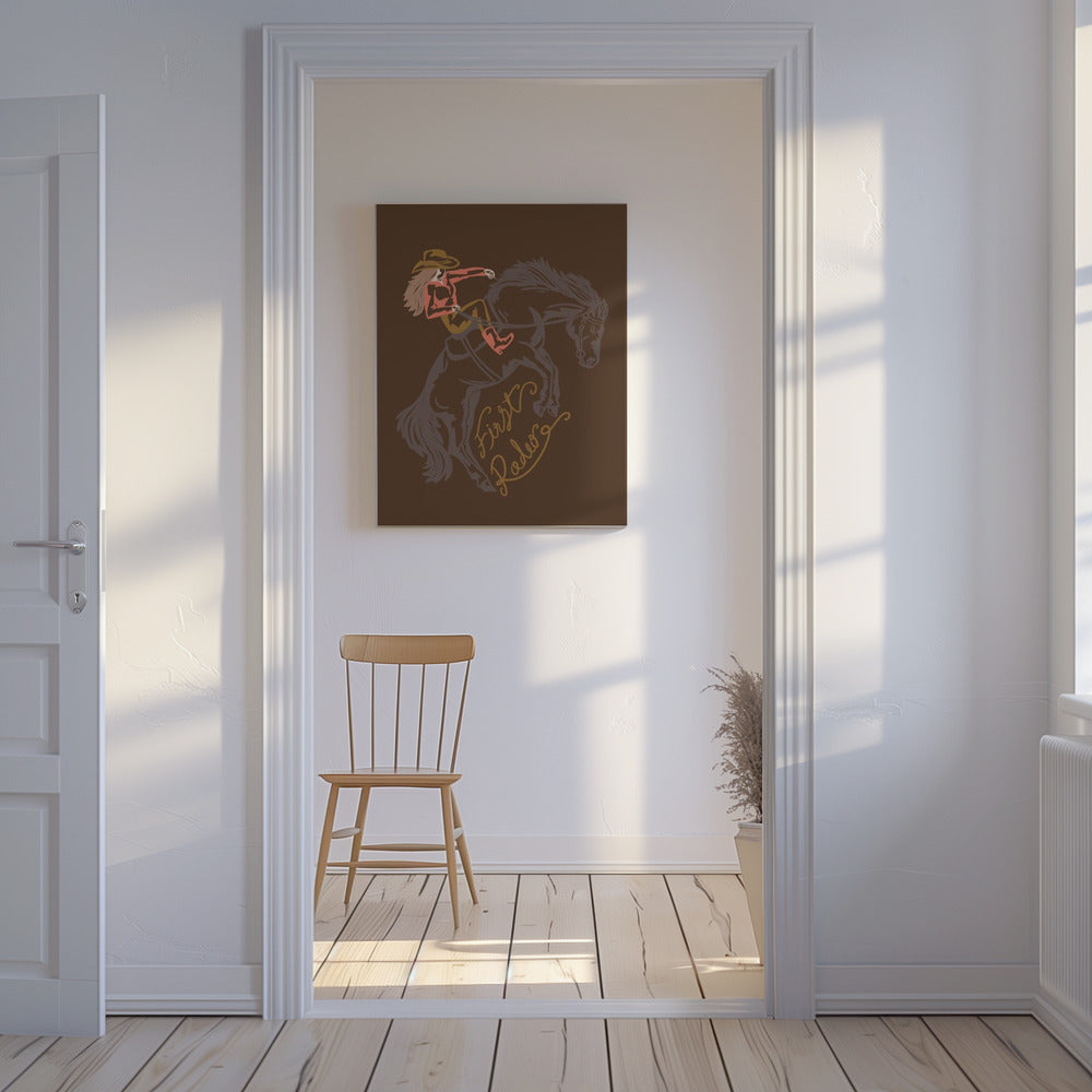 Cowgirl chevauchant un cheval cabré | Tableaux sur Toile