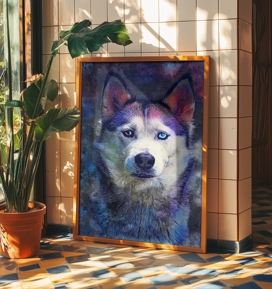 Djur Hund Husky Akvarell Djurkonst | Poster
