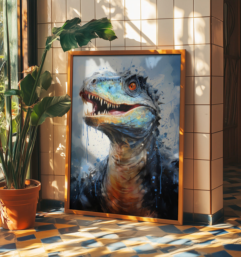 Rebbachisaurus Dinosaur Watercolor Animal Art | Poster