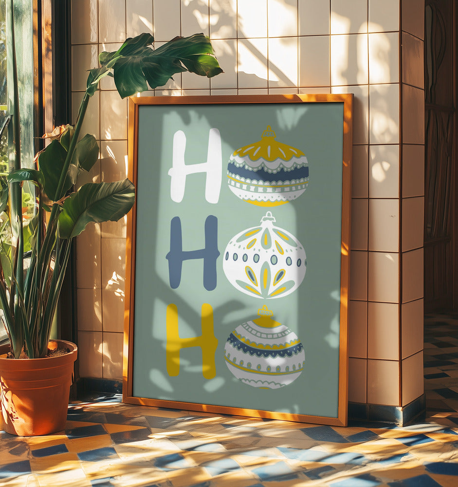 HoHoHo Glad liten julillustration mintgrön | Poster