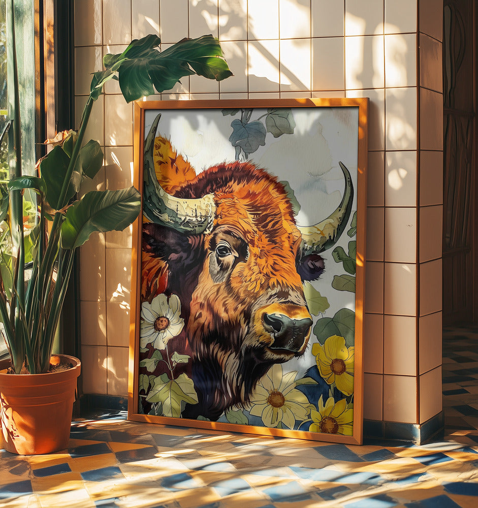 Buffalo watercolor animal art 2 | Poster