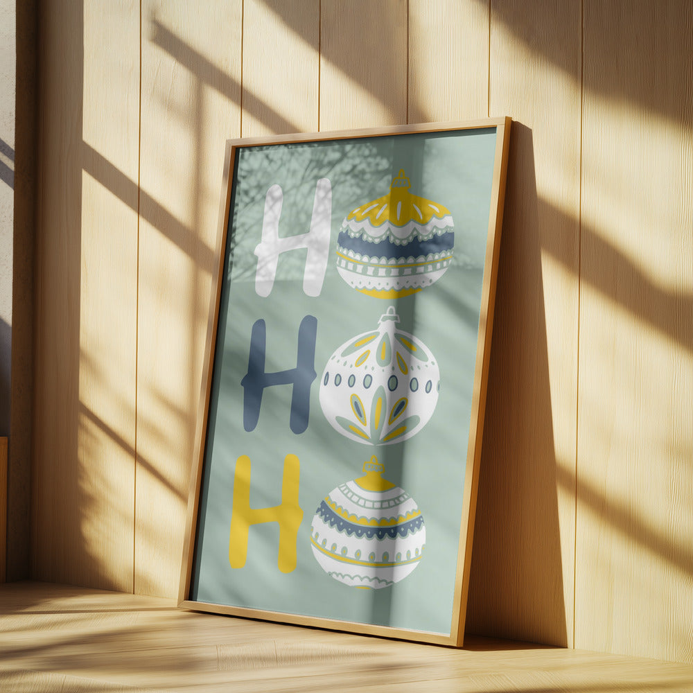 HoHoHo Glad liten julillustration mintgrön | Poster