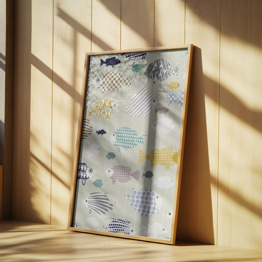 Fresh fish on warm grey pattern | Poster
