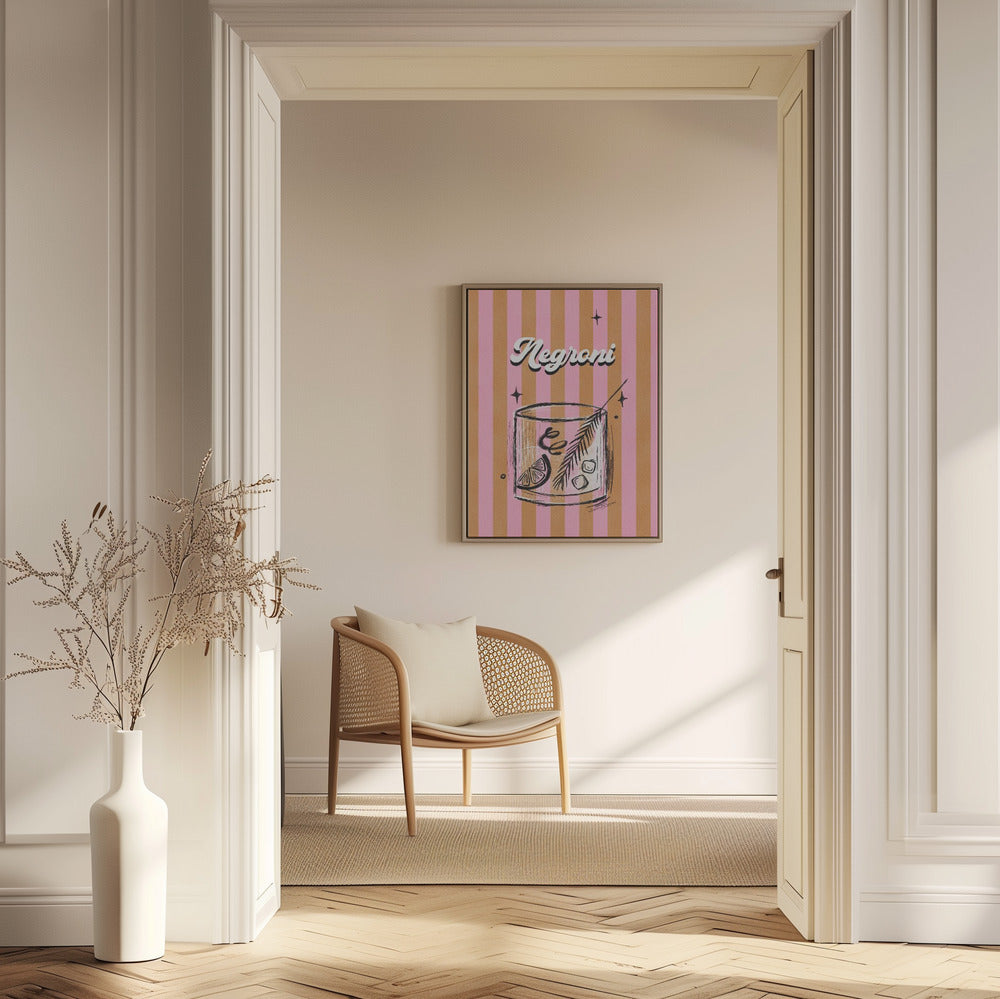 Negroni Drink auf Streifen | Poster