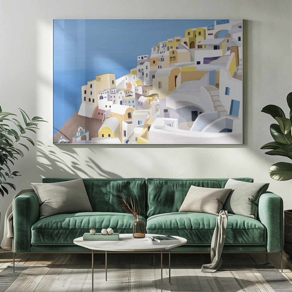 Santorini, Grecia Vista sulla scogliera dell'artista Carla Daly | Stampe su Tela