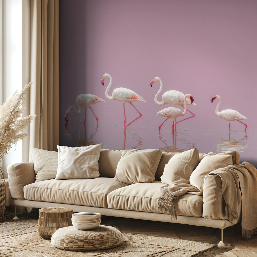 Flamingo's | Fotobehang