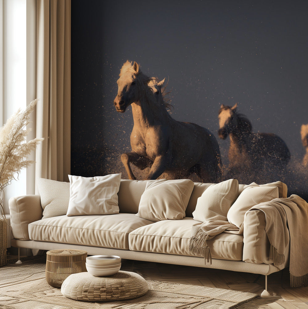 caballos a la luz del atardecer | Papel Pintado Fotográfico