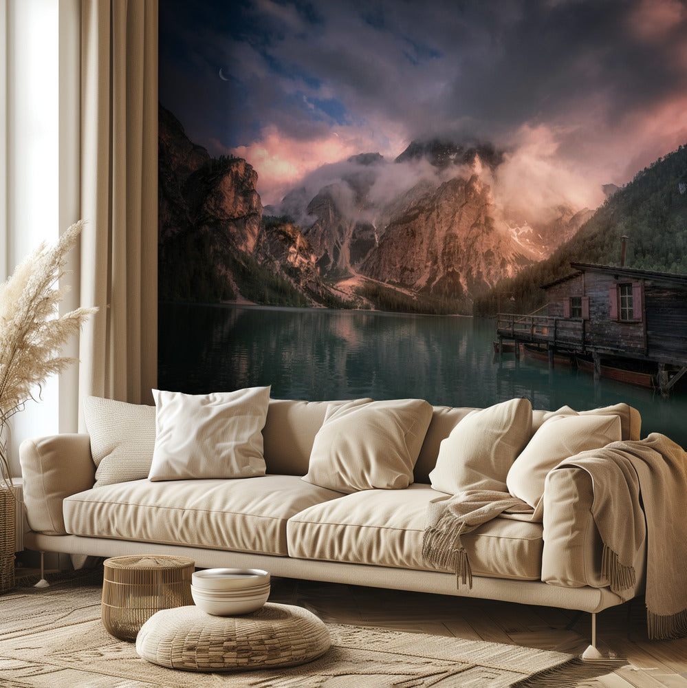 Lago di Braies, Dolomites | Carta da Parati Fotografica