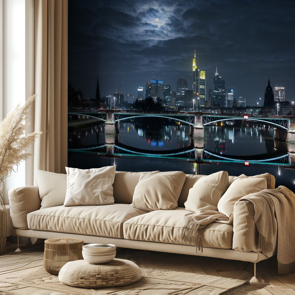Frankfurt bei Vollmond | Fototapeten