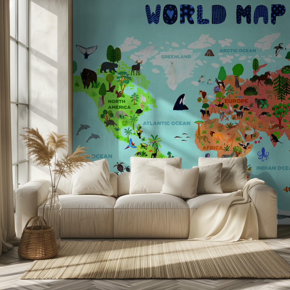 Mapa del mundo para niños | Papel Pintado Fotográfico
