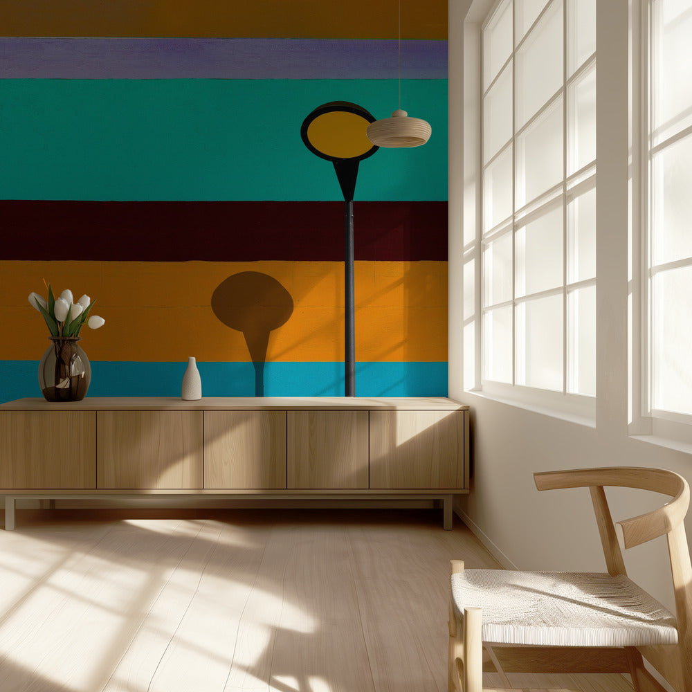 Lampe et mur rayé | Papier Peint Photo