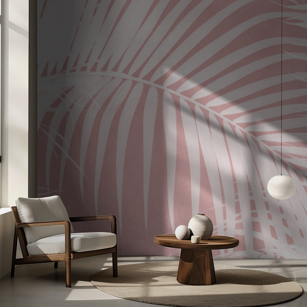 Palmblätter auf rosa Silhouette IV | Fototapeten