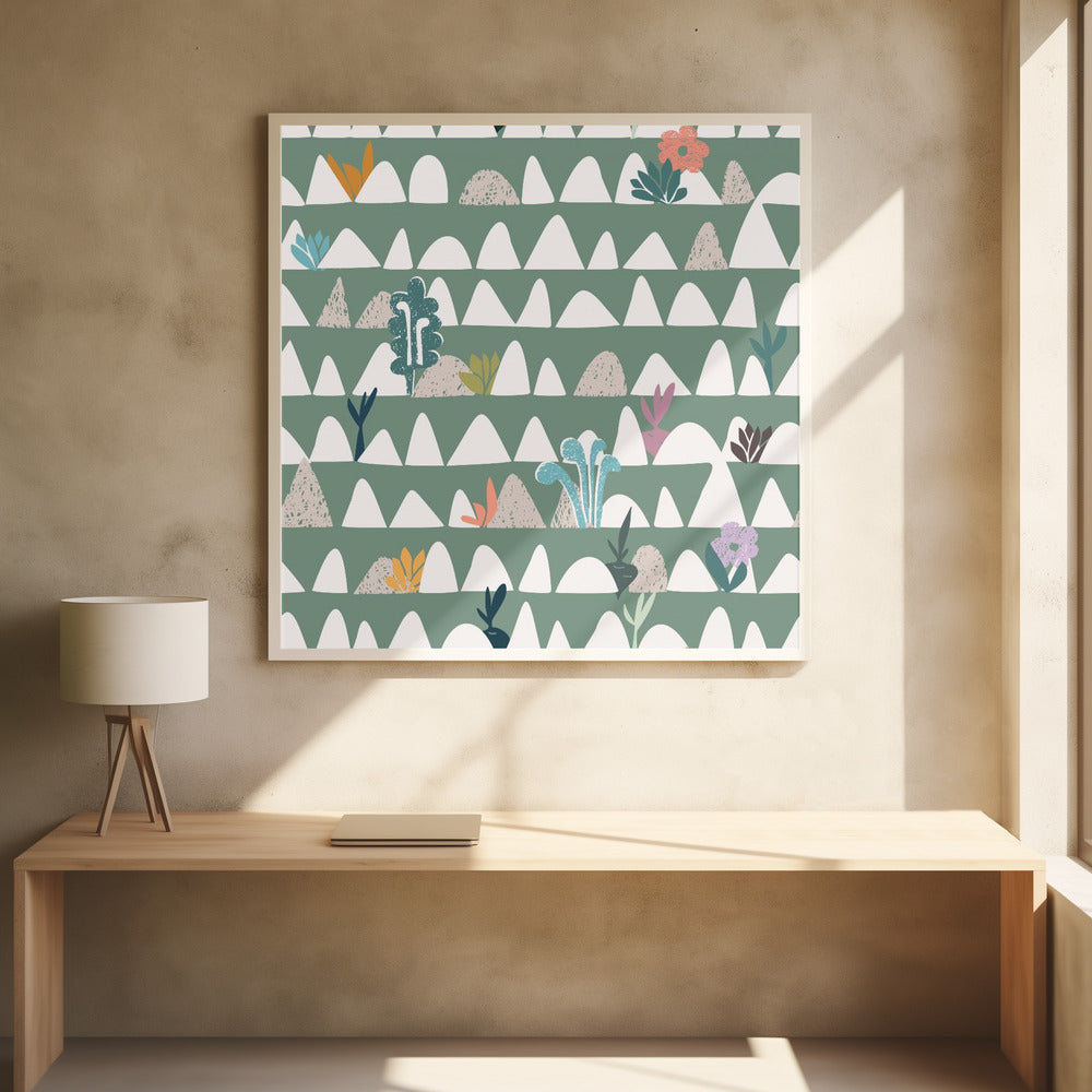 Ackerland abstrakt Salbeigrün | Poster