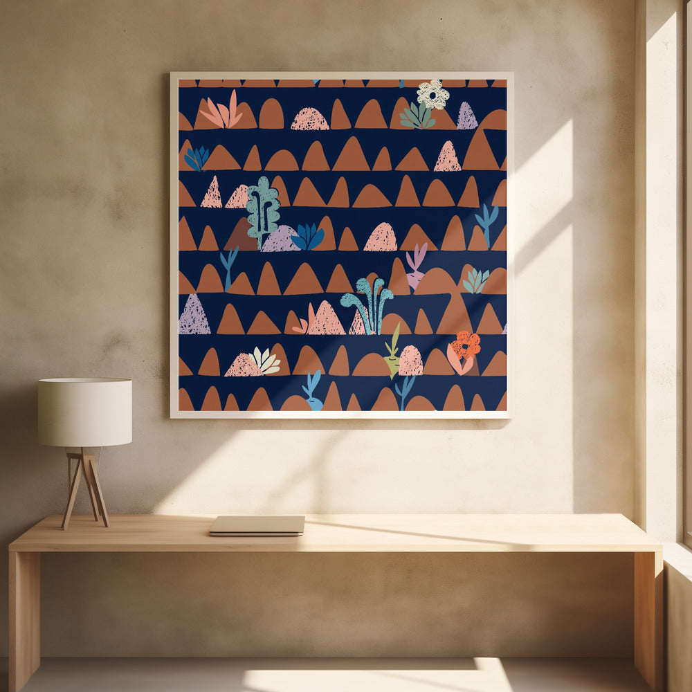 Farmland abstract dark blue | Poster