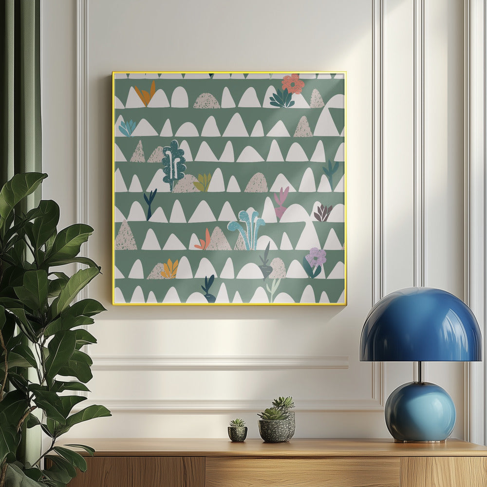 Ackerland abstrakt Salbeigrün | Poster