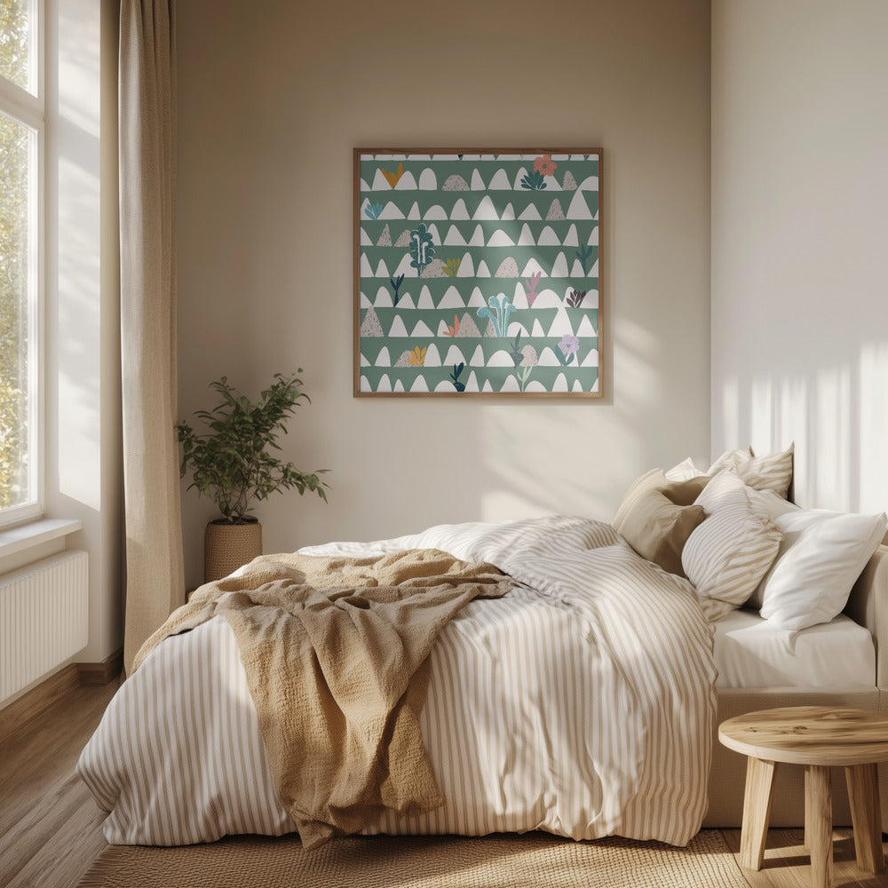 Ackerland abstrakt Salbeigrün | Poster