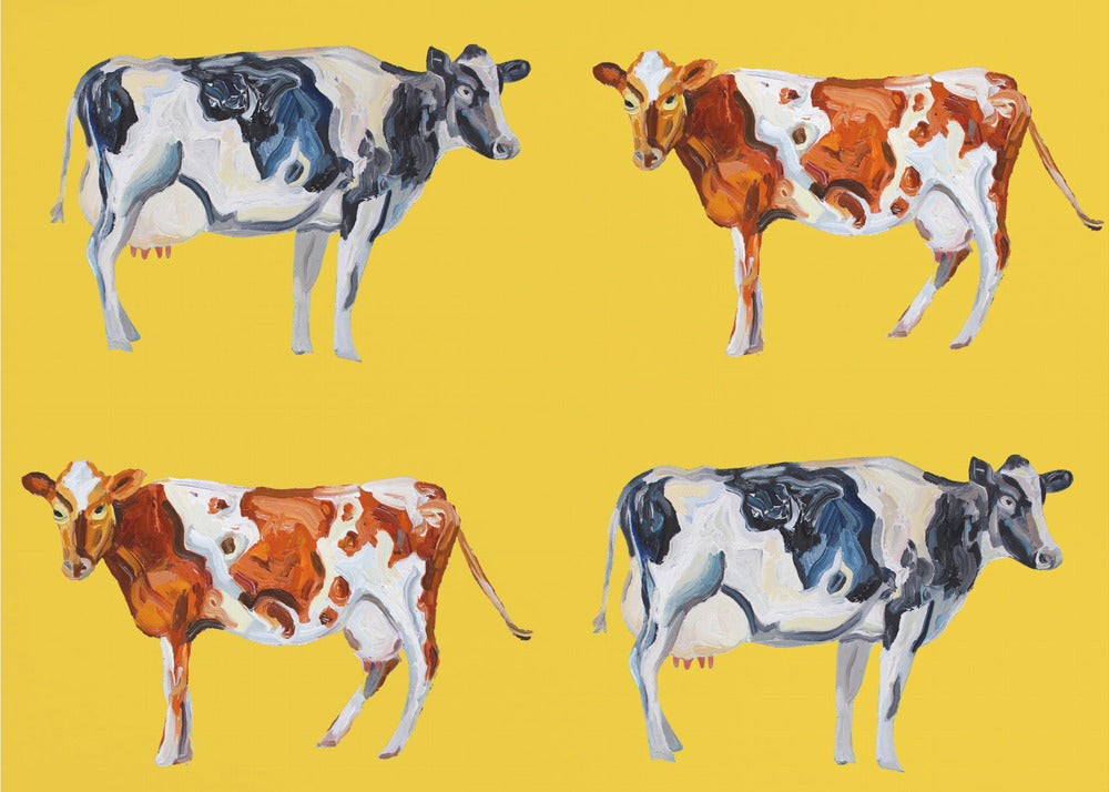 Art de vache sur jaune | Tableaux sur Toile